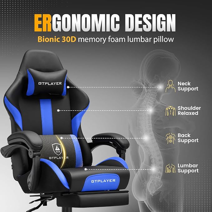 GTPLAYER Gaming Chair with Pocket Spring Cushion, Leather Office Chair with - Image 5