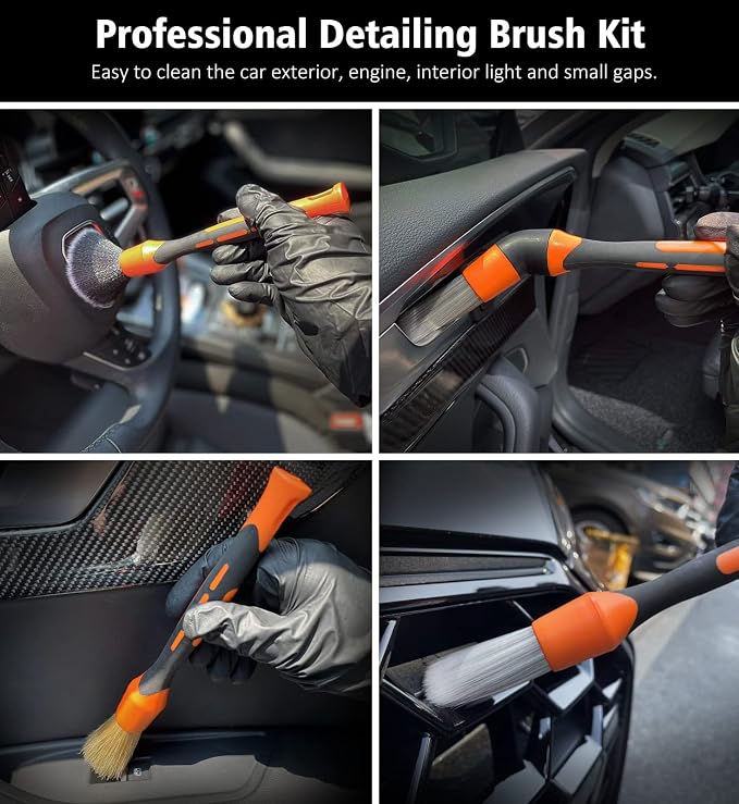 YeewayVeh 3pcs Car Detailing Brush Set, Boars Hair Detailing Brushes, Ultra - Image 2