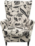 HAOYONG Wing Chair Slipcovers Printed Wingback Chair Covers 2 Pieces Wingback by HAOYONG