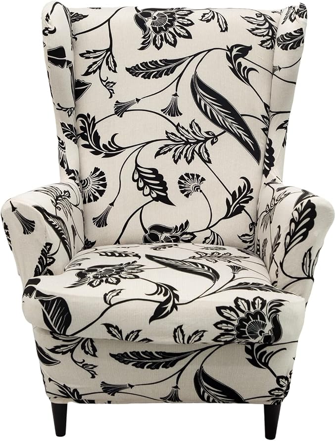 HAOYONG Wing Chair Slipcovers Printed Wingback Chair Covers 2 Pieces Wingback by HAOYONG