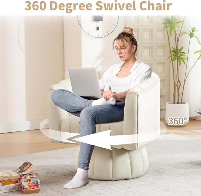 Swivel Accent Barrel Chair Set of 2- Cute Comfy Small Round 360° Arm Chair - Image 3