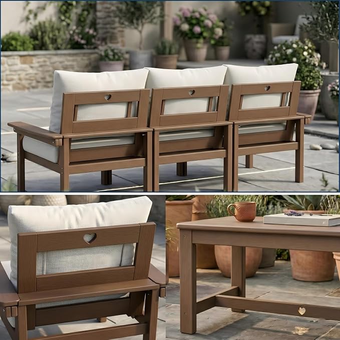 HDPE 7 Piece Patio Furniture Set, All-Weather Outdoor Couch Set - Image 9