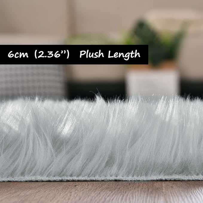 Goolela Grey Fluffy Fuzzy Furry Runner Rug 2x6 - Image 2