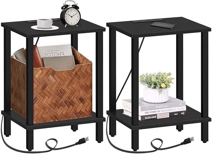 TUTOTAK End Table with Charging Station, Side Table with USB Ports and Outlets by ChoosetutotakFurnitureBuildYourCozyHome
