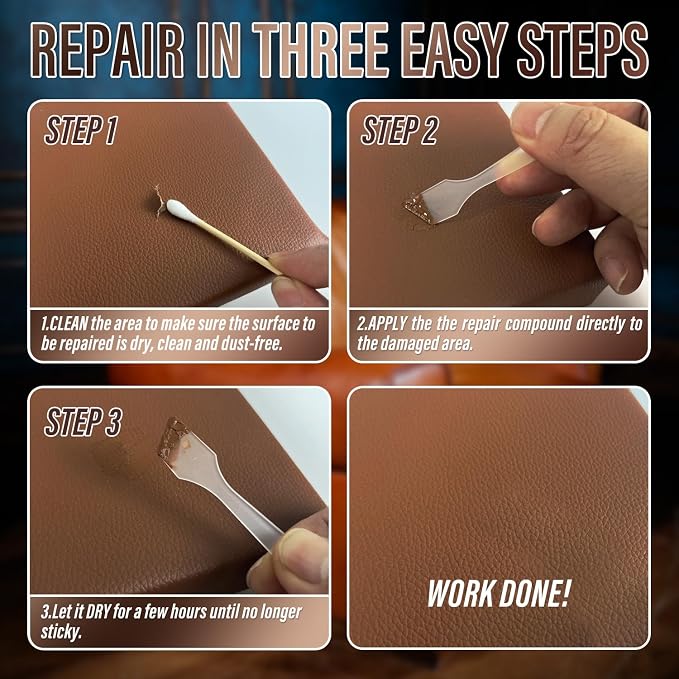Leather Repair Kit for Furniture, Car Seats and Purse. Vinyl Repair Kit. Super - Image 4