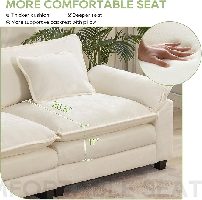 Oprisen 120" Modular Sectional Sofa, Comfy Cloud Couch Sectional Sofa - Image 4
