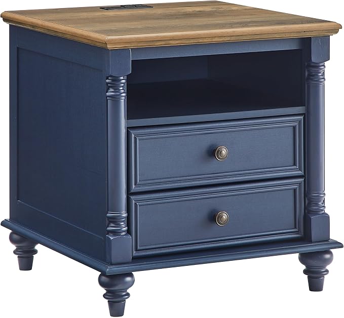 T4TREAM 24'' Farmhouse End Table w/4 Solid Wood Feet, Large 2 Drawers Wide Sofa - Image 7