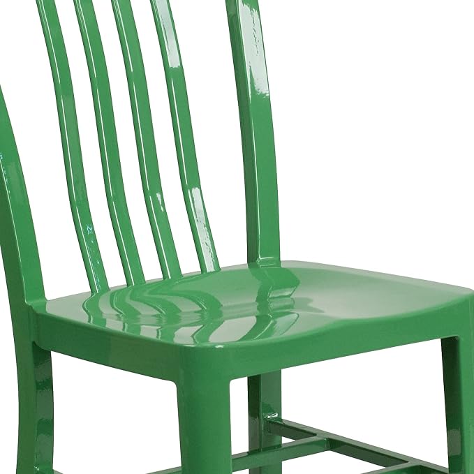 Flash Furniture Gael Commercial Grade 2 Pack Green Metal Indoor-Outdoor Chair - Image 8