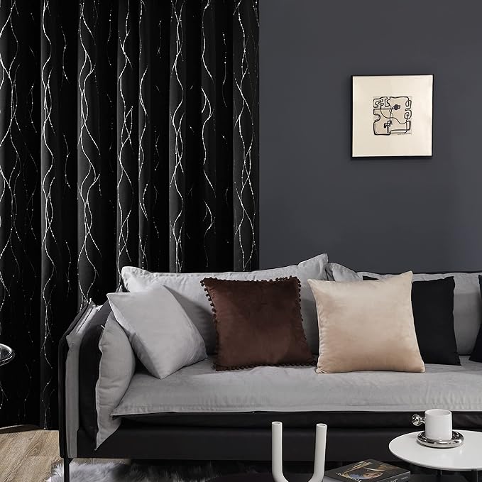 Deconovo Black Blackout Curtains, Thermal Insulated Noise‑Reduced Grommet Drapes - Image 9