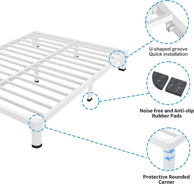 ROIL 7 Inch White Twin Bed Frame - Image 5