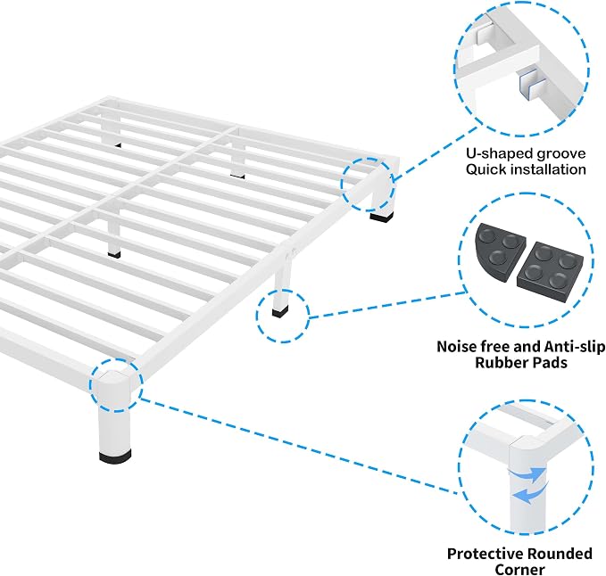 ROIL 7 Inch White Queen Bed Frame - Image 5