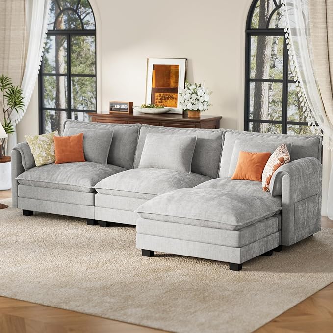 ELUCHANG 116" Modular Sectional Sofa, Comfy Cloud Couch, L Shaped Deep Seat by ELUCHANG