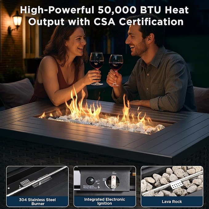 Patio Furniture Set with 42.5" Fire Pit Table-6 Pieces All Weather Wicker - Image 2