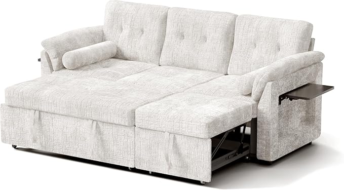 Convertible Sleeper Sofa Bed, 63 Inch Chenille Pull Out Couch - Image 11