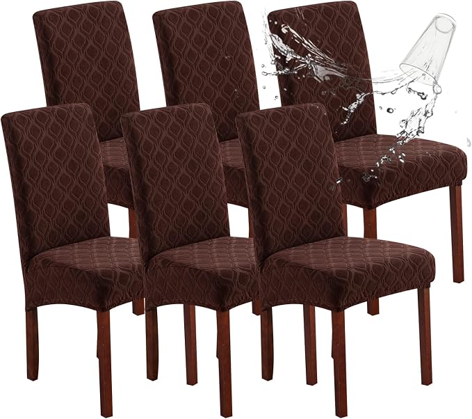 Genina Waterproof Chair Covers for Dining Room, Stretch Jacquard Dining Chair by Genina