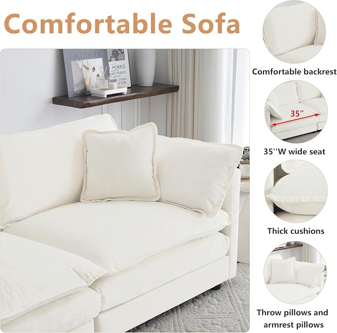 mikibama Luxury Oversized 3 Piece Sofa Set, 2 Pieces of 2 Seater and 1 Piece of - Image 3