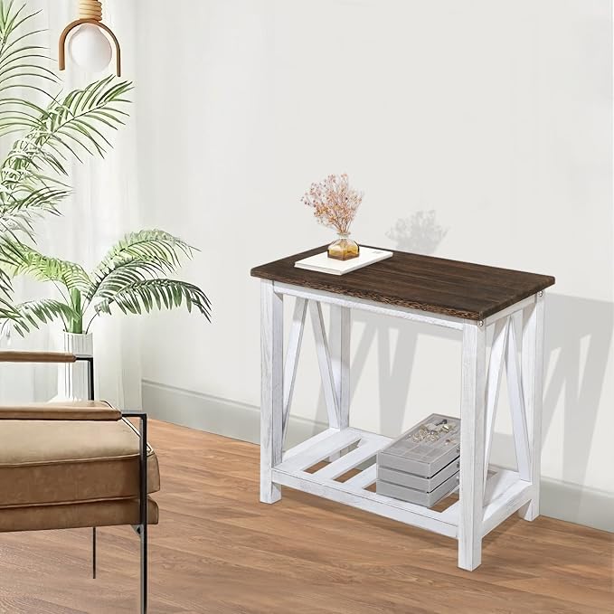 Farmhouse End Table Narrow Side Table Living Room Slim End Tables - Image 5