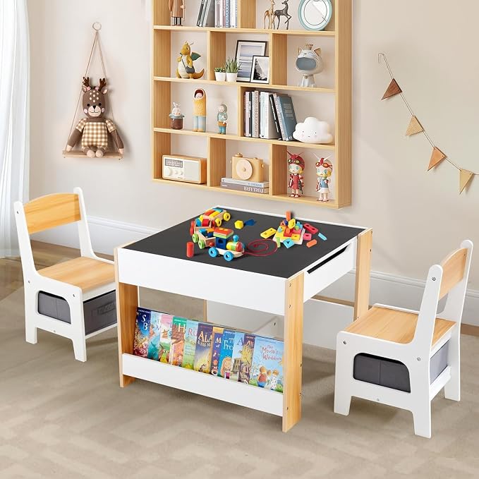 Asweets Kids Table and Chair Set, 4 in 1 Toddler Desk by Asweets
