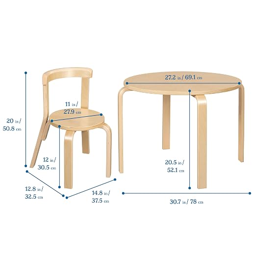 ECR4Kids Bentwood Table and Curved Back Chair Set, Kids Furniture - Image 2