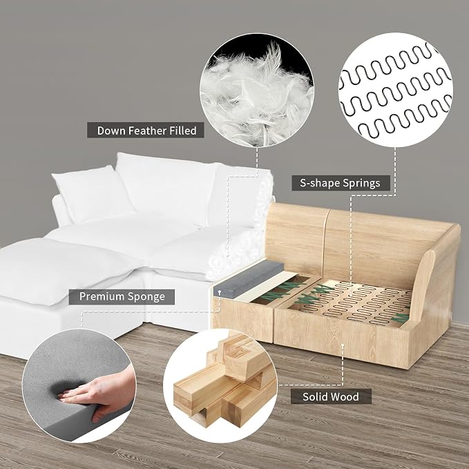 Waterproof Cloud Couch, 5 Seat V Shape Stain Resistant Modular Sectional Sofa - Image 4