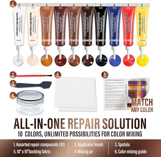 Leather Repair Kit for Furniture, Car Seats and Purse. Vinyl Repair Kit. Super - Image 5