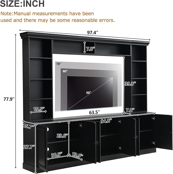 Merax 97.4" W Wall Unit Entertainment Center, TV Stand - Image 6