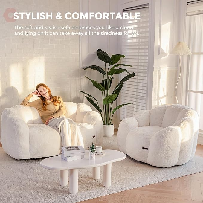 MAXYOYO Bean Bag Chair for Adults, Loveseat Floral Shaped Bean Bag Sofa - Image 4