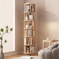 Muwuele Solid Wood Rotating Bookshelf on Wheels, 6 Tier, Round Revolving by Muwuele