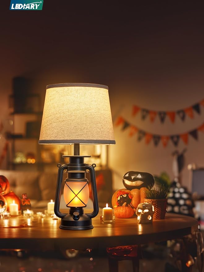 LEDIARY 18.72" Black LED Lantern Flickering Flame Table Lamps - Image 4