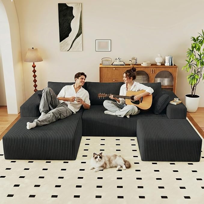 95" Cloud Sectional Couch U-Shaped Chaise - Image 6