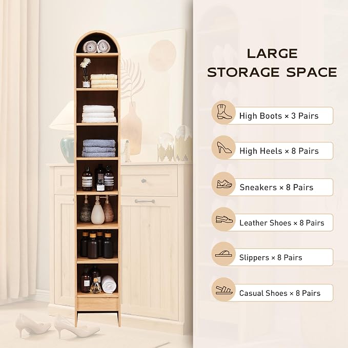 IFGET 67" Tall Arched Bookshelf, 8 Tiers Arch Bookcase - Image 4