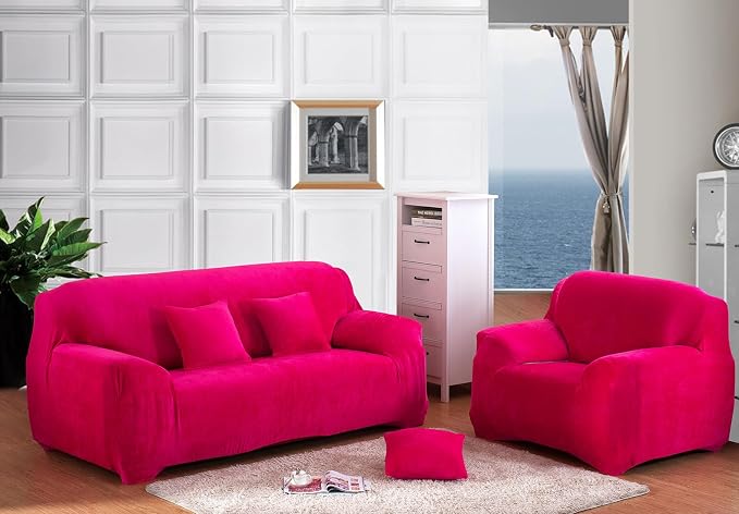vctops 1-Piece Velvet Plush Stretch Chair Sofa Slipcover Soft Fuzzy Fluffy - Image 2