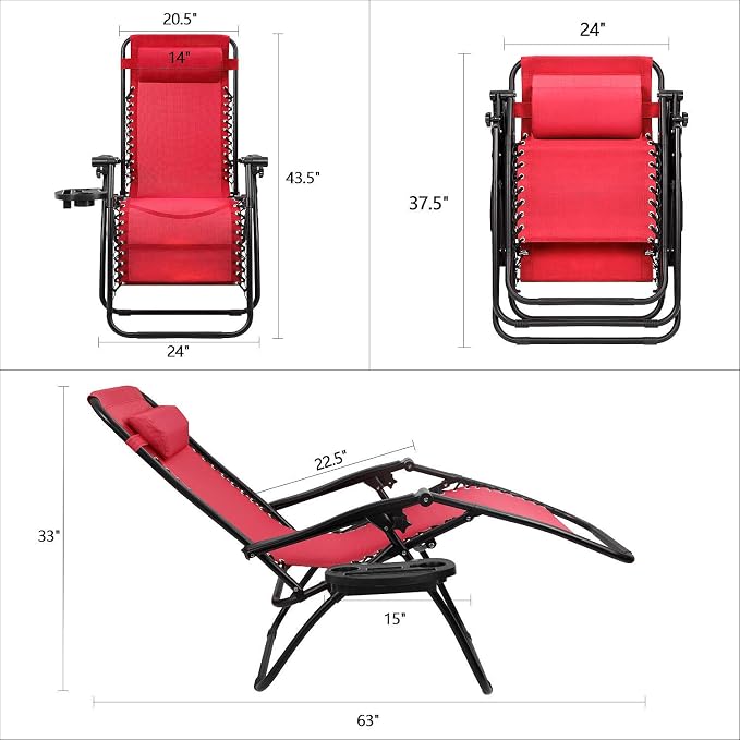 Devoko Patio Zero Gravity Chair Outdoor Folding Adjustable Reclining Chairs - Image 3