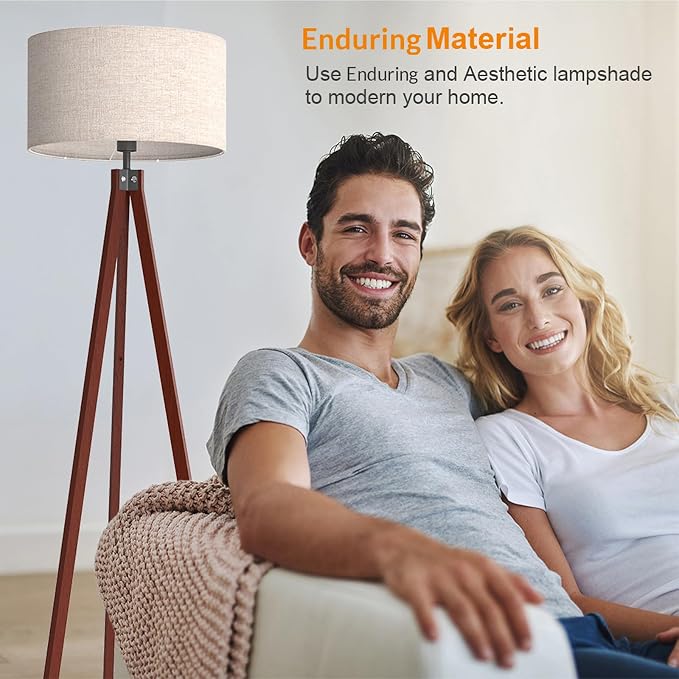LEPOWER Wood Tripod Floor Lamp, Mid Century Standing Lamp, Modern Design - Image 5