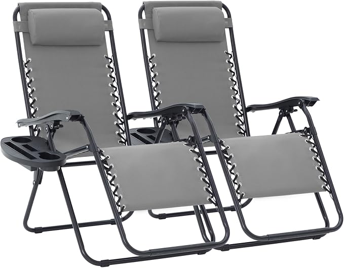 JEAREY Zero Gravity Lounge Chairs Set of 2, Adjustable Steel Mesh Recliners by JEAREYOutdoorsCollection