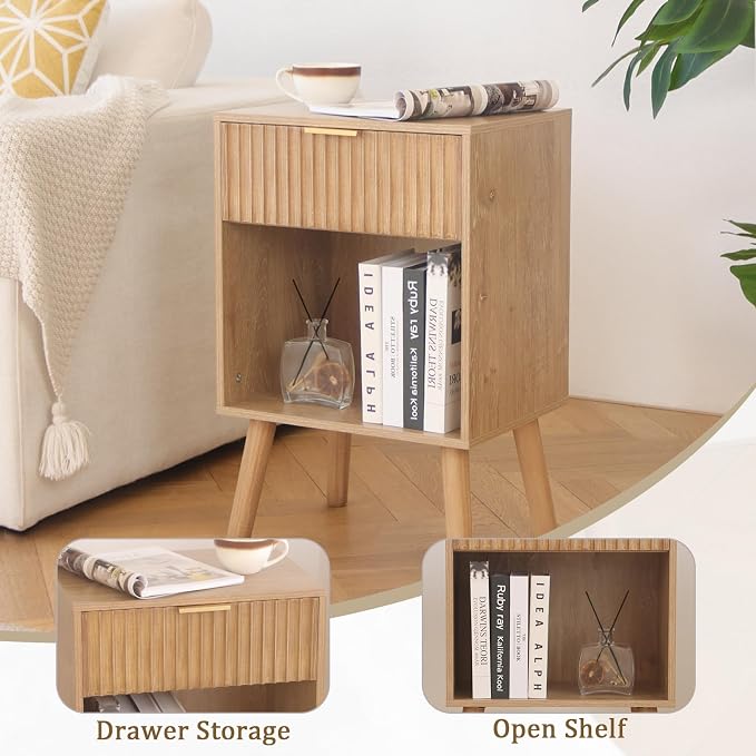Fultyle Night Stand with Drawer, Mid Century Nightstand with Storage, Modern - Image 6