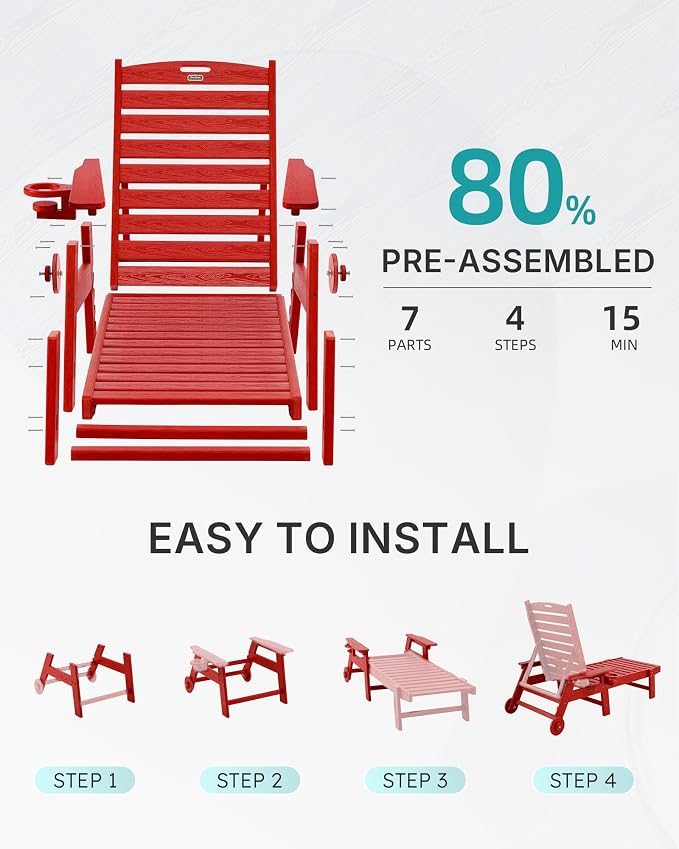 Patio Chaise Lounge Chair Outdoor - Image 6
