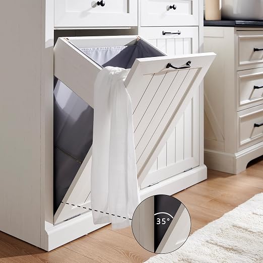 IFGET Double Tilt Out Trash Cabinet, 20 Gallon Farmhouse Laundry Hamper Cabinet - Image 5