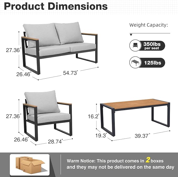 Patio Furniture Set, 4 Pieces Outdoor Patio Furniture - Image 2