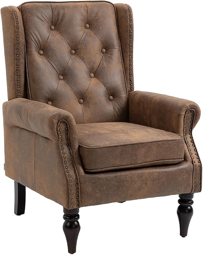 Mid-Century High Wingback Chair Set of 2, Microsuede Accent Chair Armchair - Image 7