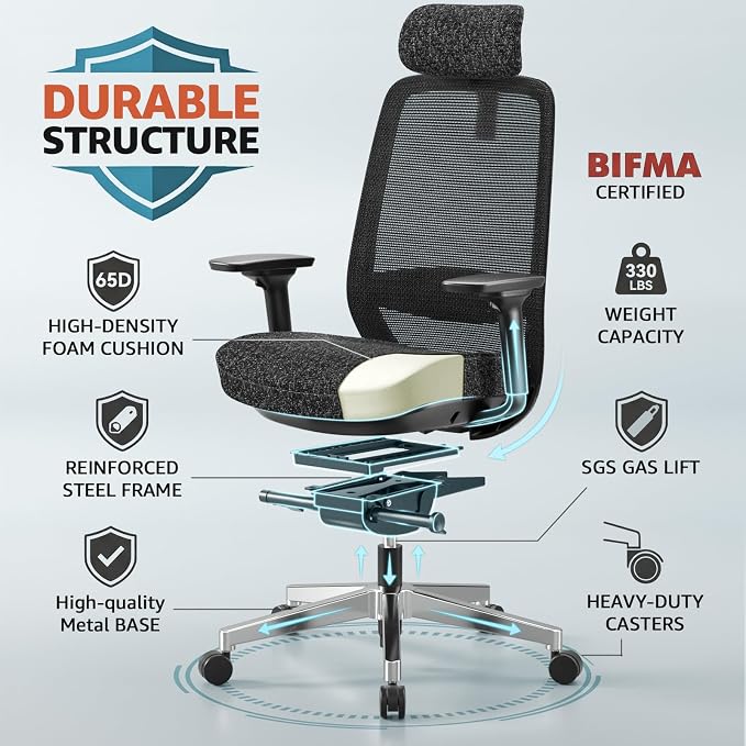 ErgoSift M2 Office Chair Ergonomic Desk Chair High-Back Mesh Desk Chair - Image 9