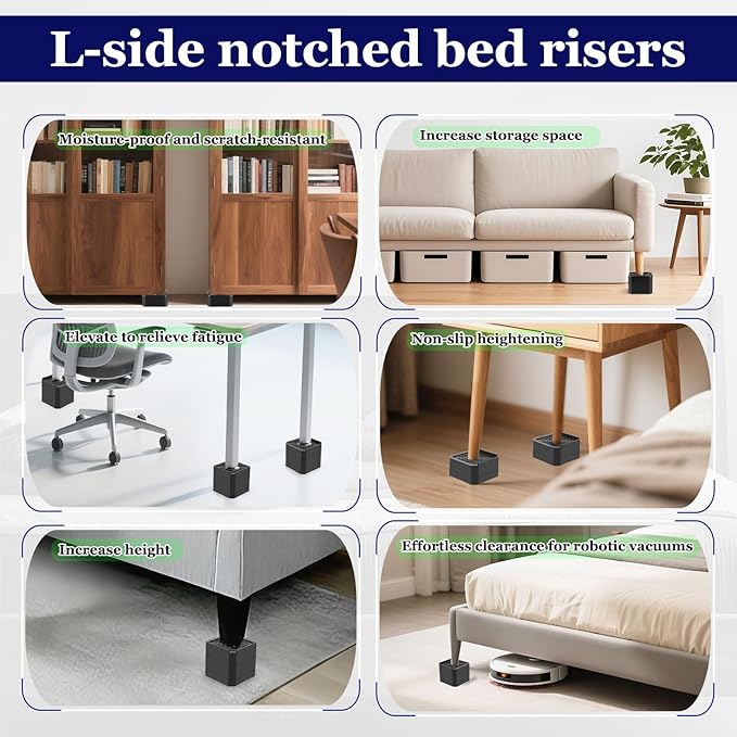 Bed Risers Heavy Duty, Adjustable Furniture Riser Blocks Lift 1.5, 4.3 inches - Image 5