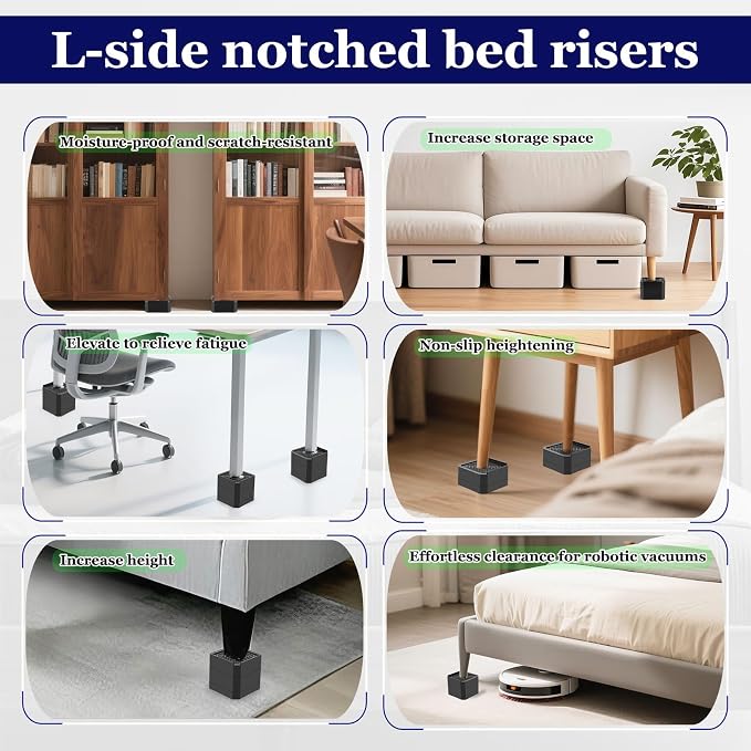Bed Risers Heavy Duty, Adjustable Furniture Riser Blocks Lift 1.5, 4.3 inches - Image 5