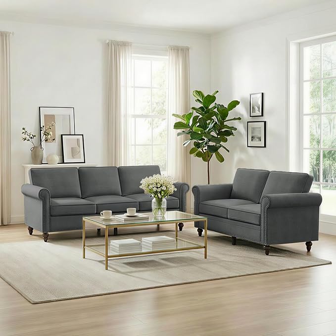Living Room Sofa Sets 2 Piece, Modern 3 Seater Sofa and Loveseat Couch Sets by RedefiningHomeComfort