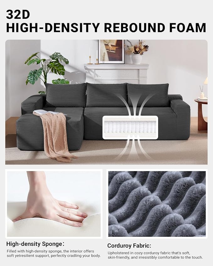 97" Cloud Sectional Couch, Modern Modular Sectional Sofa - Image 3