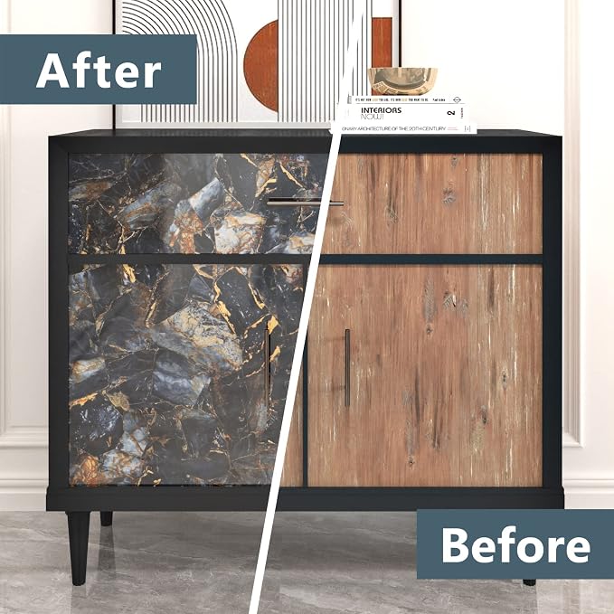 Marble Black Contact Paper Peel and Stick Countertops Gold Contact Paper Peel - Image 7