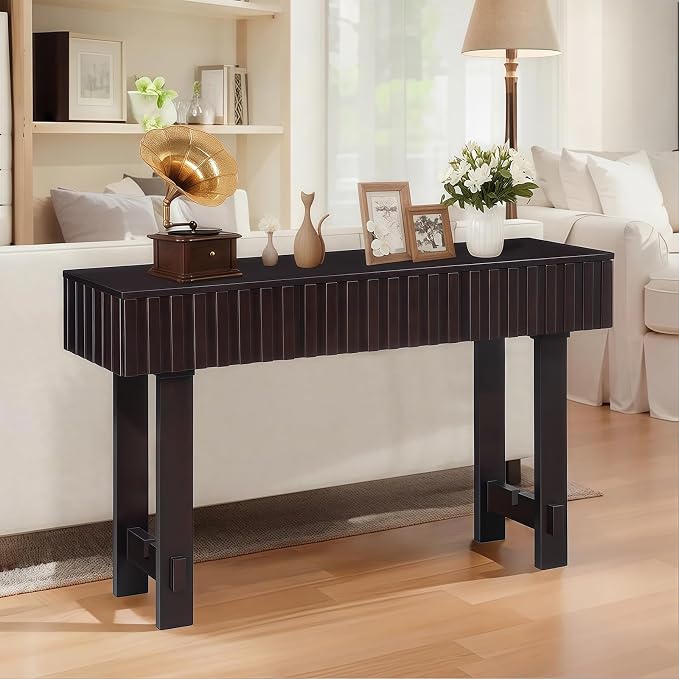 52" Solid Wood Console Table for Entryway, Modern Sofa Table Behind Couch - Image 3