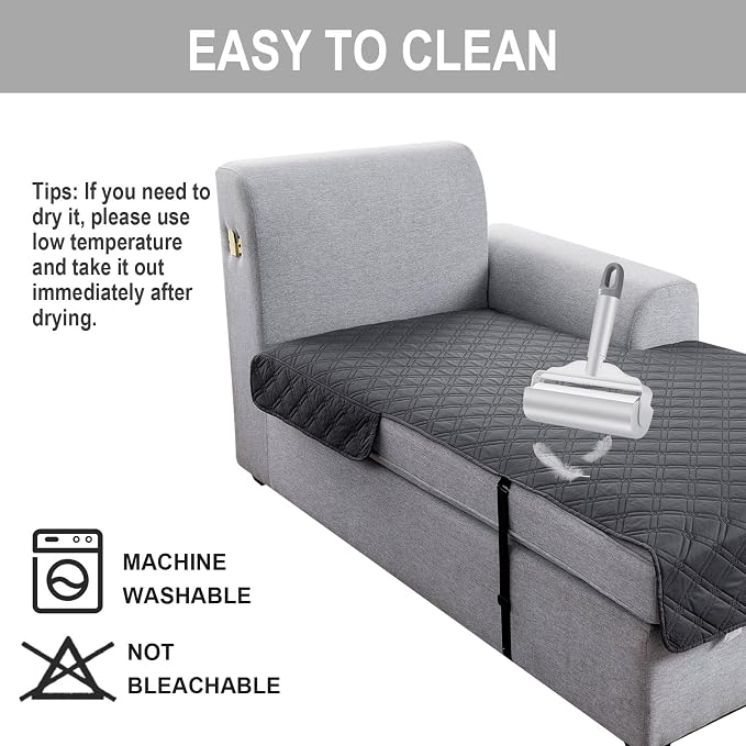 Genina L Shape Couch Cover, Sectional Couch Chaise Covers, Waterproof Washable - Image 6