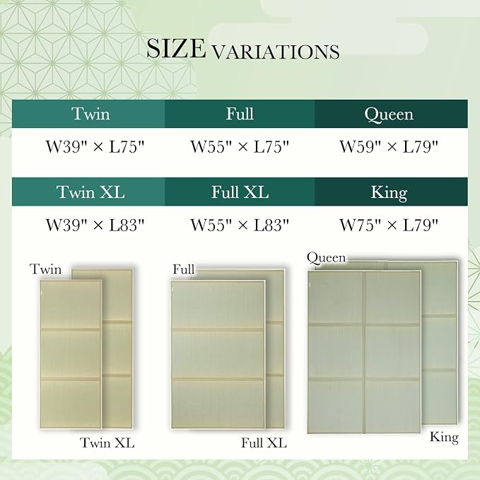 FULI Japanese Tatami Mattress, Foldable Igusa Rush Grass Tatami Rug, Natural - Image 6