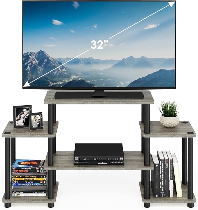 Furinno Turn-N-Tube No Tools Entertainment Center, Round Square Corner - Image 4